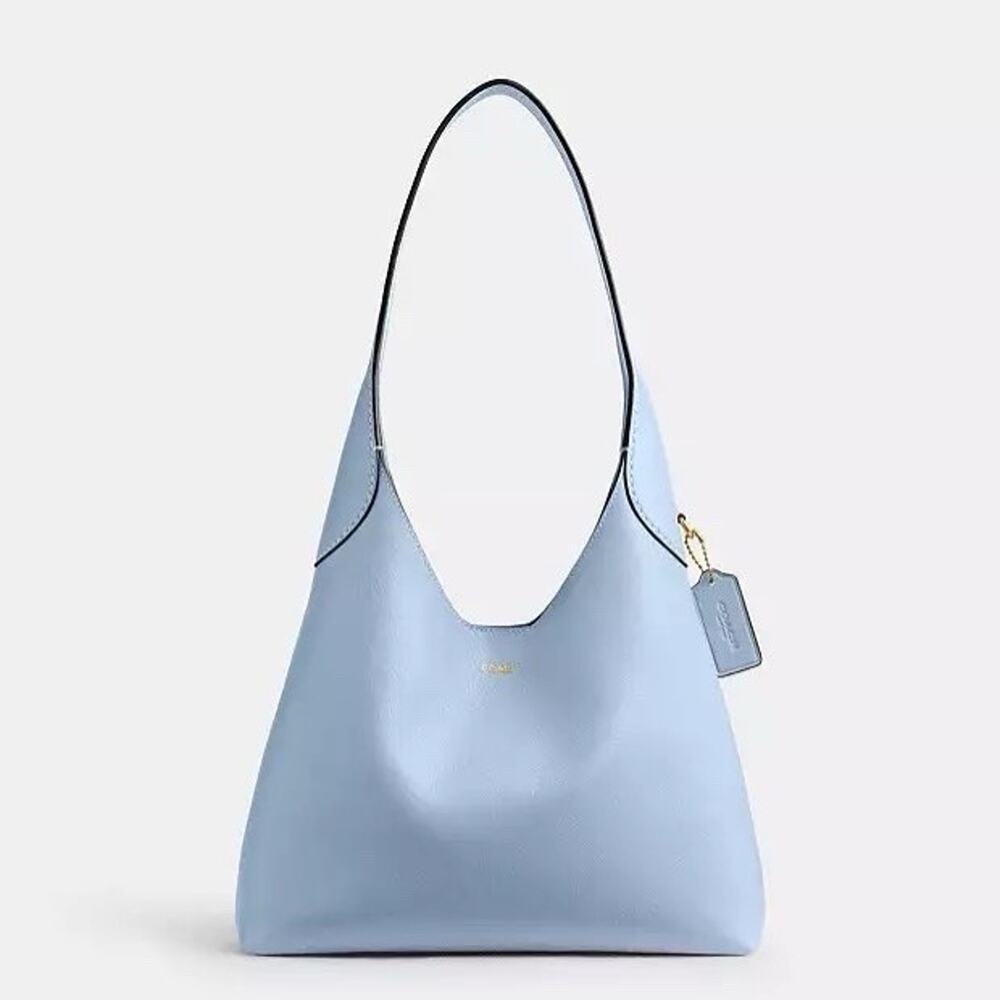 NWT COACH Brooklyn Shoulder Bag 28 Leather Brass/Bluebell - Picture 7 of 13